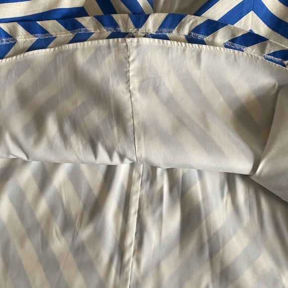 Talbots cotton a-line cream blue chevron lined skirt size 4 Petite - Picture 6 of 8